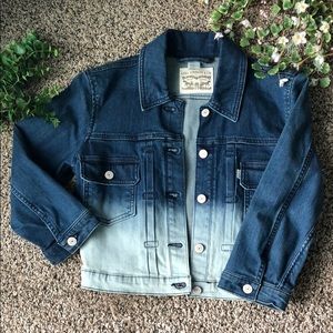 Levi Cropped Jean Jacket, Women’s Size S Ombré